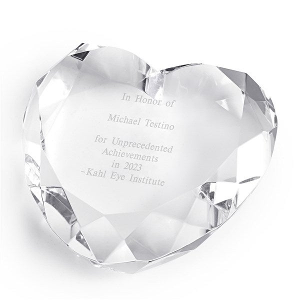 Engraved Recognition Crystal Heart Paperweight - 41870