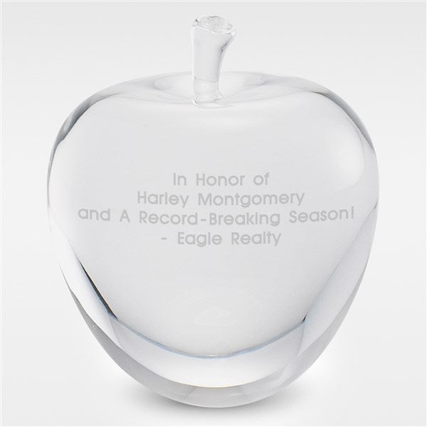 Engraved Recognition Crystal Apple Paperweight - 41875