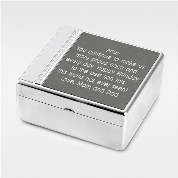 Engraved Birthday Silver and Gunmetal Keepsake Box  - 41889