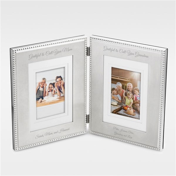 Engraved for Mom- Beaded Double Picture Frame - 41910