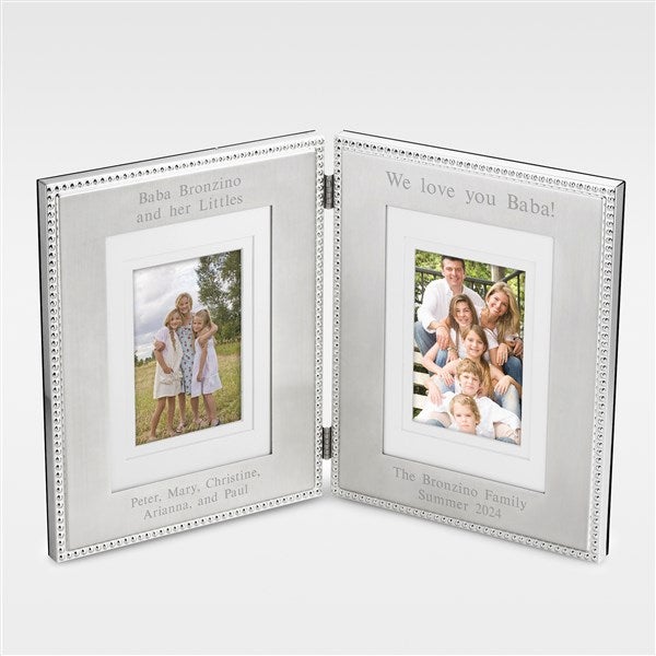Engraved for Grandma- Beaded Double Picture Frame  - 41911