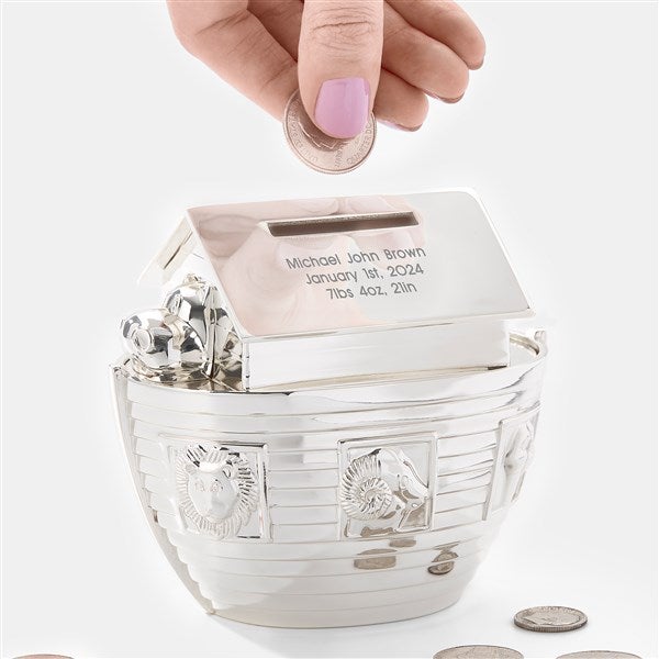 Engraved Metal Noah's Ark Bank for the New Baby - 41928
