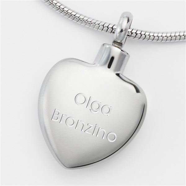 Engraved Religious Memorial Heart Urn Necklace - 41935