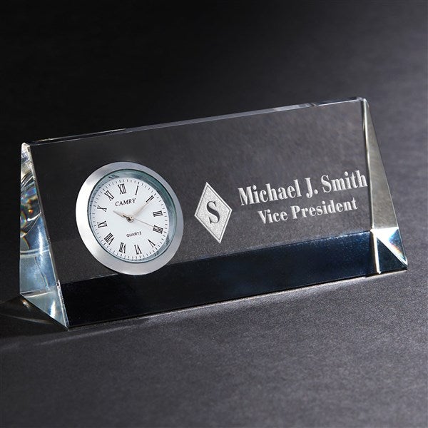 Engraved Office Crystal Desk Clock - 41940