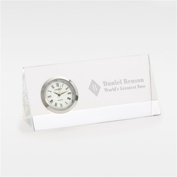 Engraved Executive Boss Crystal Desk Clock - 41943