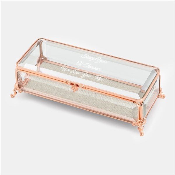 Engraved Rose Gold and Glass Birthday Keepsake Box - 41983