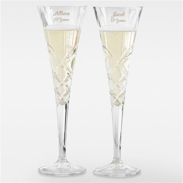 Etched Anniversary Reed and Barton Crystal Champagne Flute Set