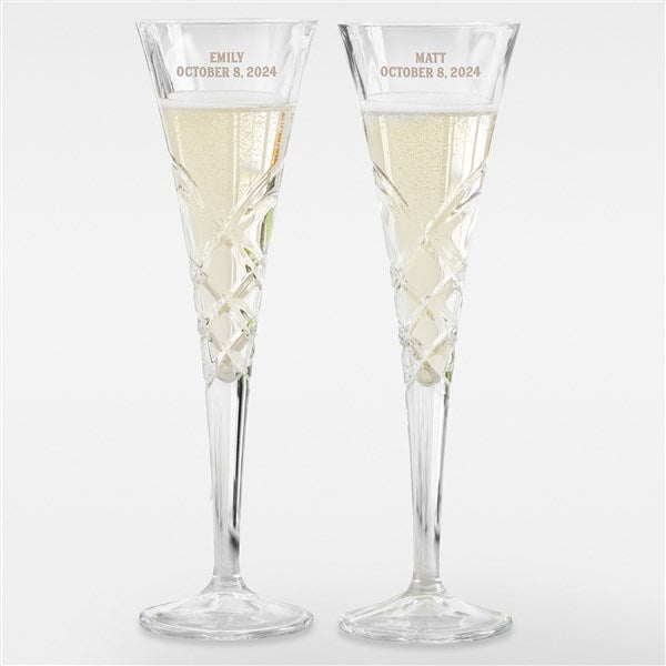 Etched Wedding Message Reed and Barton Crystal Champagne Flute Set - 41994