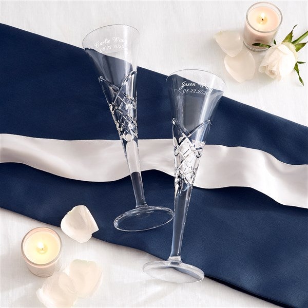 Flutes, Engagement Flora Handblown Crystal Champagne Flute