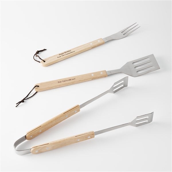 Engraved Birthday 3 Piece Wood BBQ Set - 42005