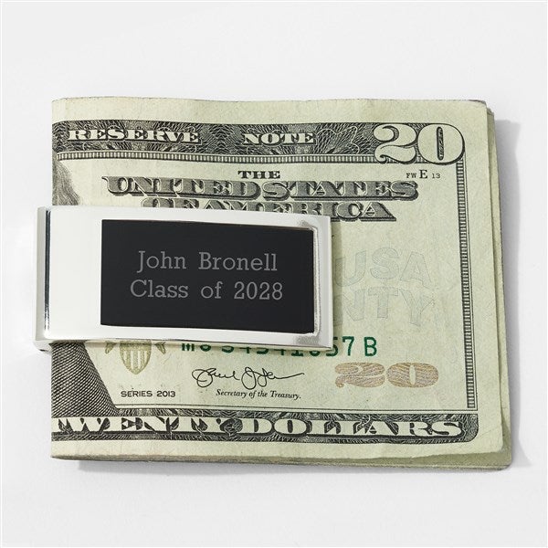 Engraved Graduation Silver and Matte Black Money Clip  - 42029