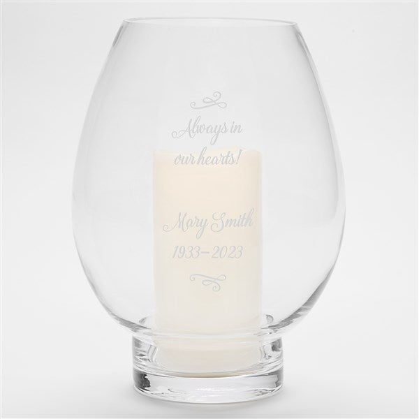 Engraved Glass Memorial Hurricane Candle Holder - 42044