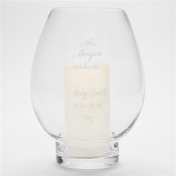 Engraved Glass Memorial Hurricane Candle Holder - 42044