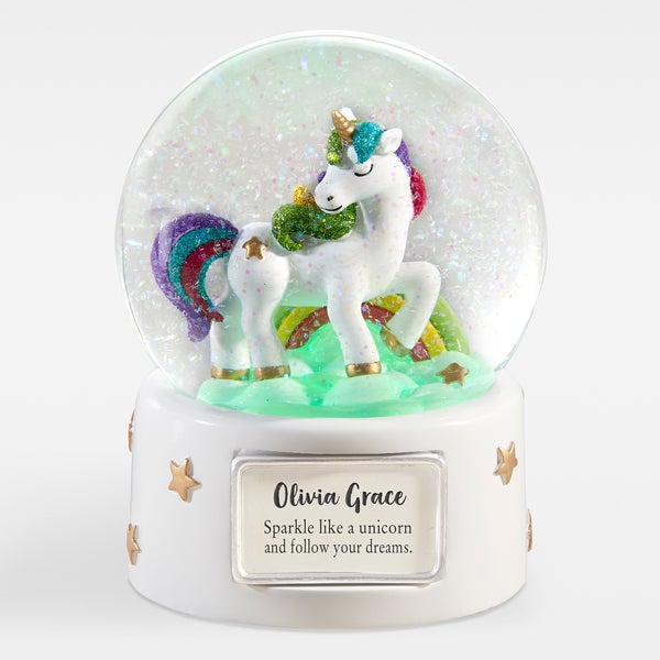 Engraved Unicorn Light Up Snow Globe - 42100