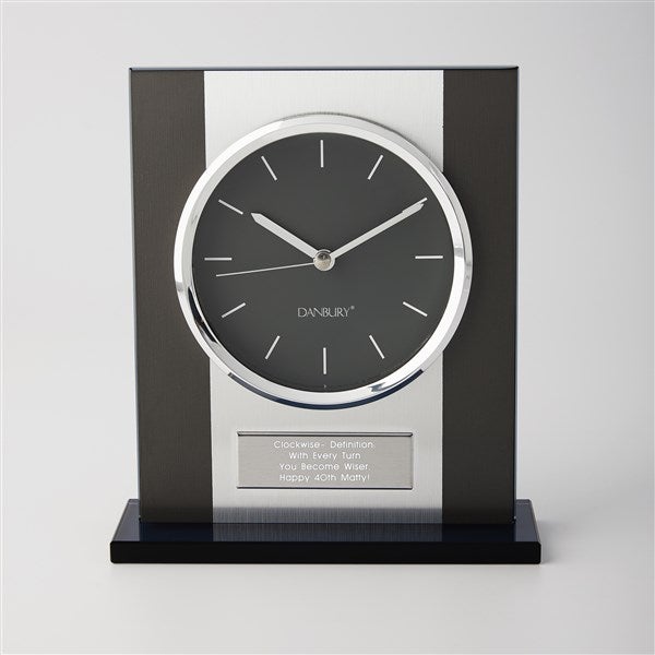 Engraved Black and Silver Birthday Tabletop Clock - 42133