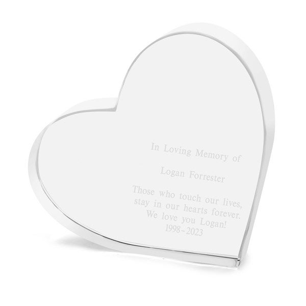 Engraved Crystal Memorial Heart Keepsake - 42140