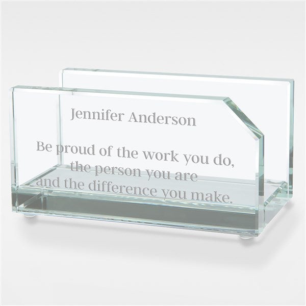 Engraved Message Glass Business Card Holder For Coworker - 42157