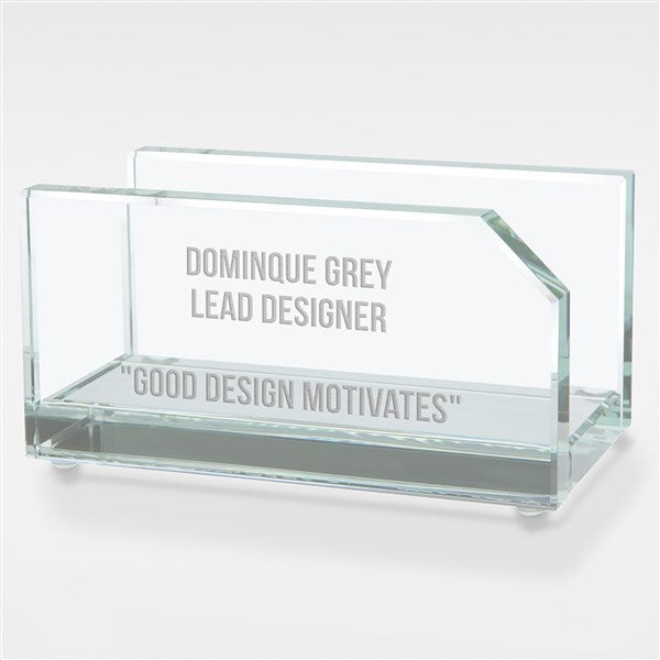 Engraved Recognition Message Glass Business Card Holder - 42158