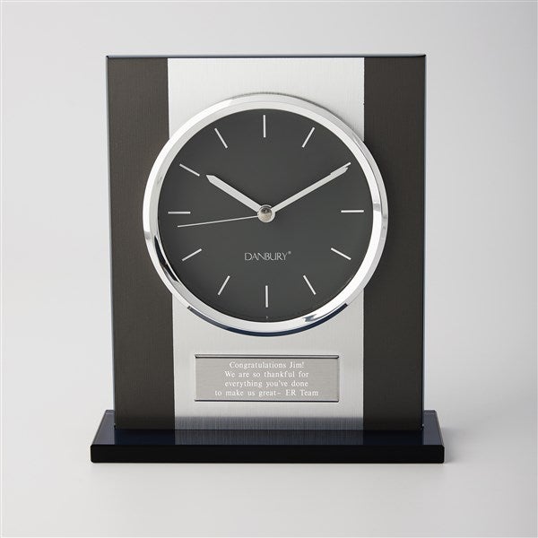 Engraved Retirement Black and Silver Tabletop Clock - 42161