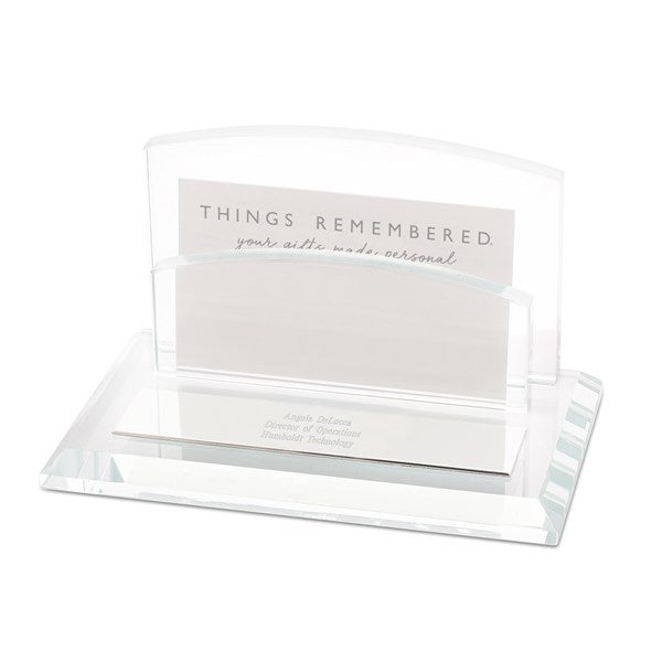 Engraved New Employee Glass Business Card Holder - 42170