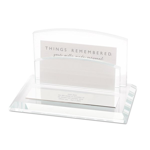 Engraved Recognition Glass Business Card Holder - 42171