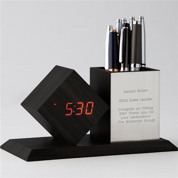 Engraved Recognition Digital Desk Clock and Organizer Award - 42181