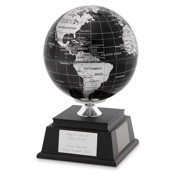 Engraved Recognition Solar Black Globe Award - 42204