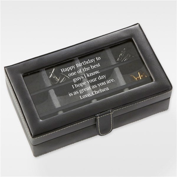 Engraved Birthday Message Leather 12 Slot Accessory Box  - 42243