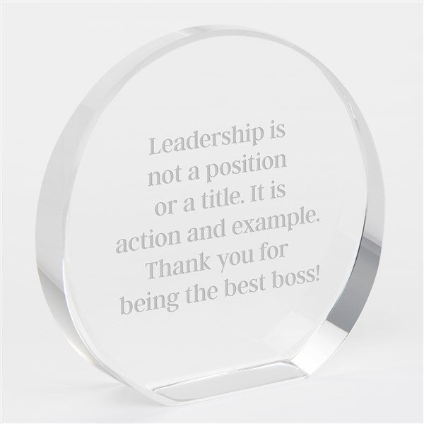 Engraved Message Round Crystal Award for Boss - 42275