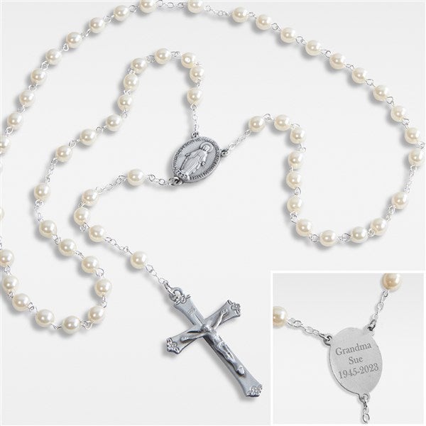 Personalized Adult Religious Pearl Rosary - 42292