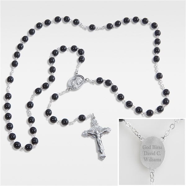Personalized Religious Adult Black Bead Rosary - 42294