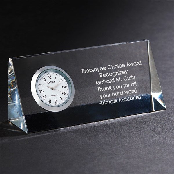Personalized Recognition Message Crystal Desk Clock - 42304