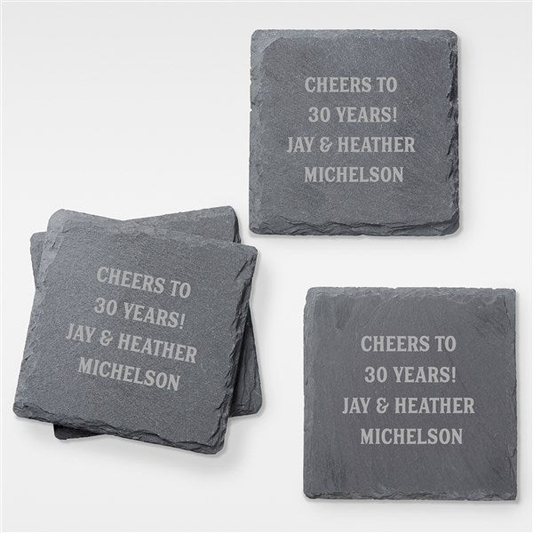 Engraved Anniversary Message Slate Coaster Set of 4 - 42323