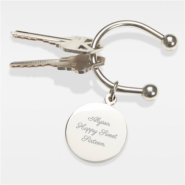 Engraved Birthday Message Silver-Plated Keychain