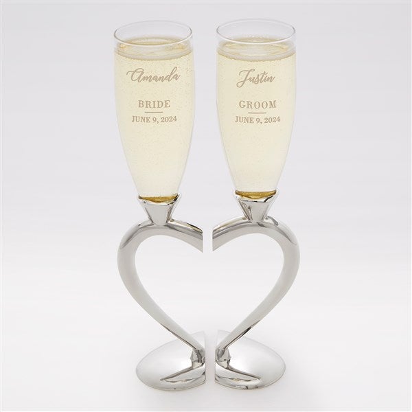 Engraved Connected Hearts Wedding Flute Set - 42358