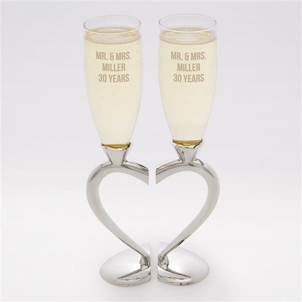 Engraved Anniversary Message Connected Hearts Flute Set - 42369