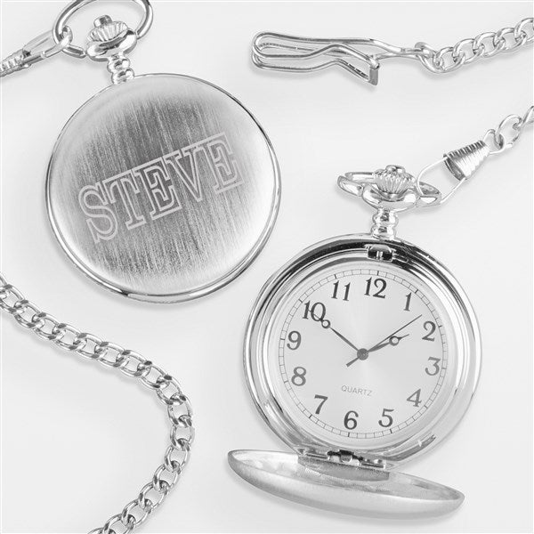 Engraved Silver Pocket Watch For Him - 42371
