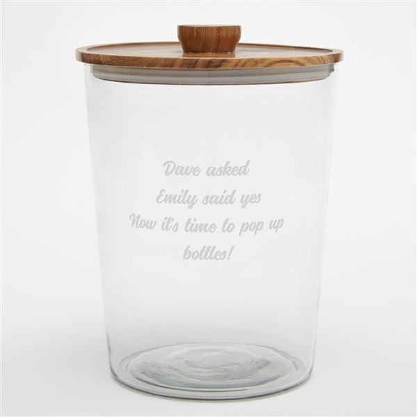 Etched Engagement Glass Ice Bucket with Acacia Lid - 42383