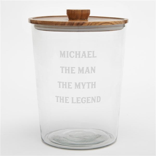 Etched Glass Ice Bucket with Acacia Lid for Him - 42385