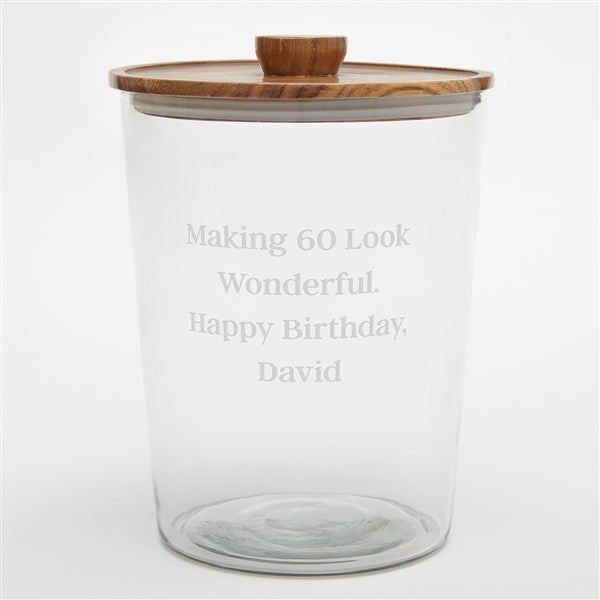 Etched Birthday Glass Ice Bucket with Acacia Lid - 42386