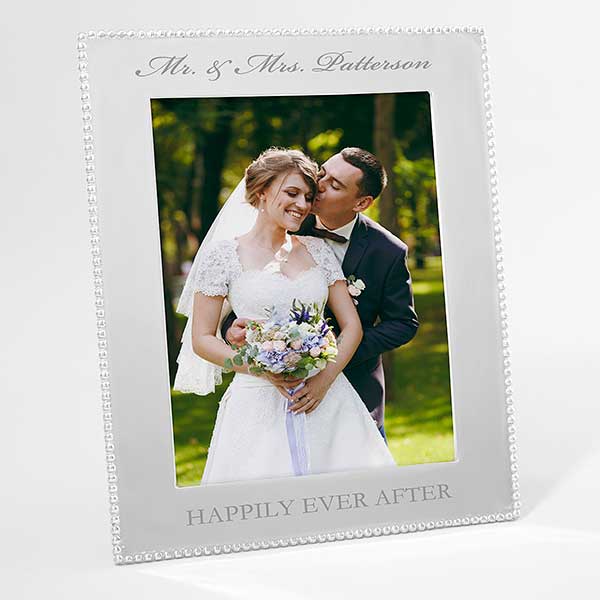 Mariposa String of Pearls Engraved Large Wedding Photo Frame - 42398