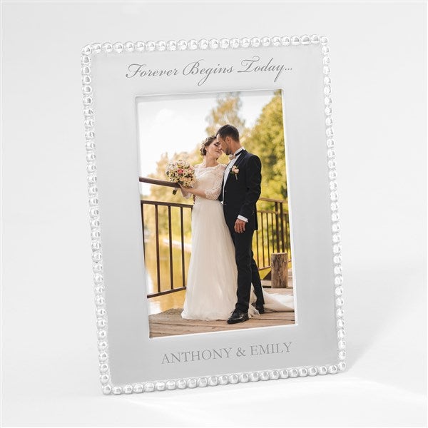 Mariposa String of Pearls Engraved Large Wedding Photo Frame - 42398