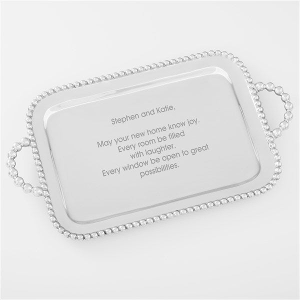 Mariposa String of Pearls Engraved Housewarming Message Handled Serving Tray - 42404
