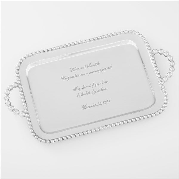 Mariposa String of Pearls Engraved Engagement Message Handled Serving Tray - 42405
