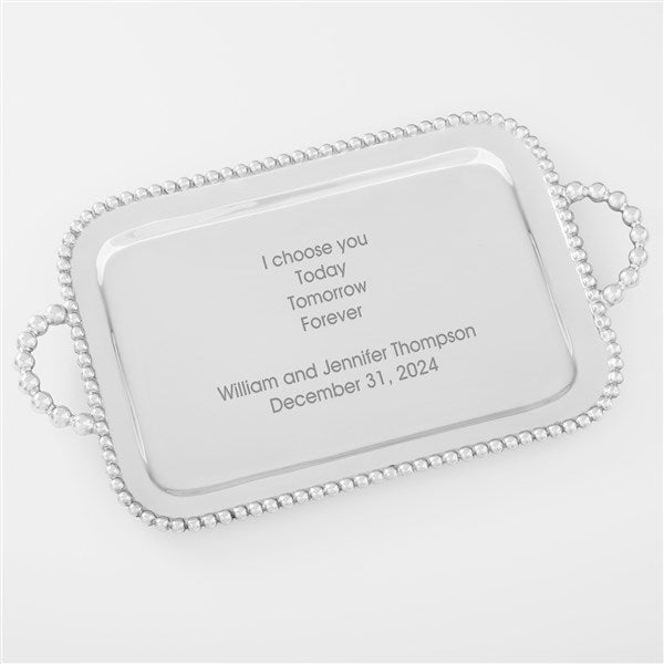 Mariposa String of Pearls Engraved Wedding Message Handled Serving Tray - 42406