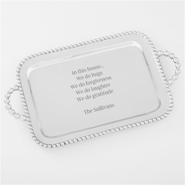 Mariposa String of Pearls Engraved Family Message Handled Serving Tray - 42407