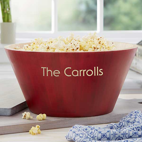 Hardwood Personalized Popcorn Bowl Set - 4242