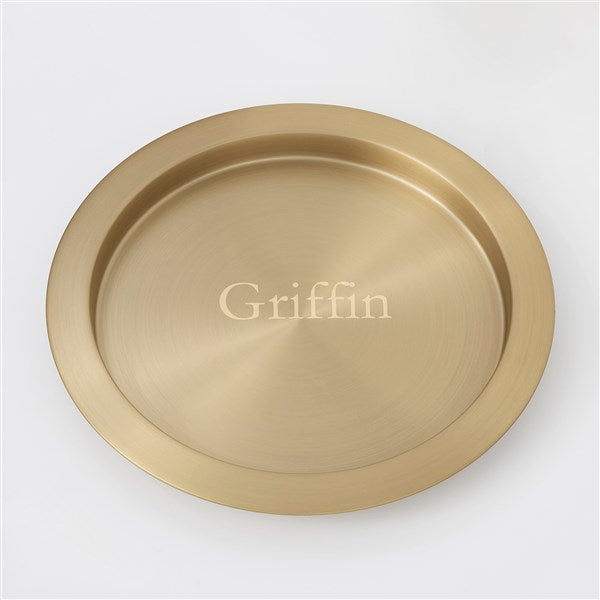 Engraved Engagement Round Gold Serving Tray - 42447