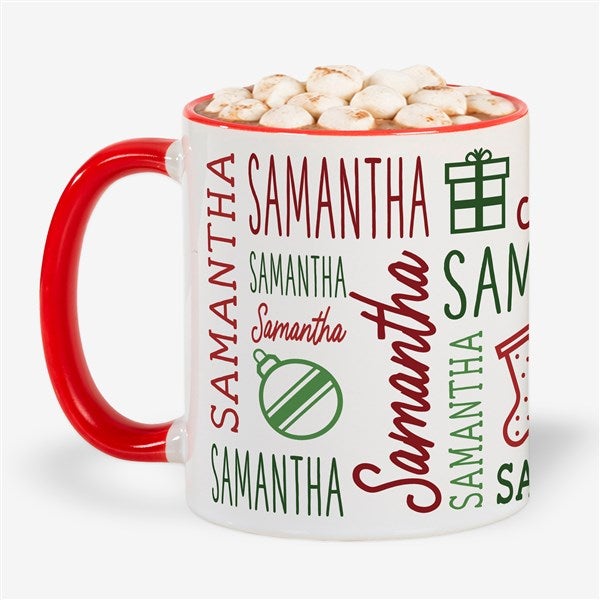 Holiday Repeating Name Personalized Coffee Mug - 42470