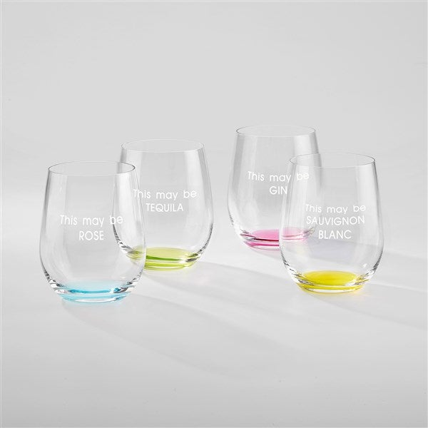 Engraved Riedel O' Happy Birthday Wine Glass Set of 4